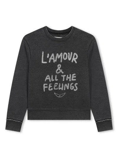 Zadig & Voltaire Kids' Slogan-print Sweatshirt In Black