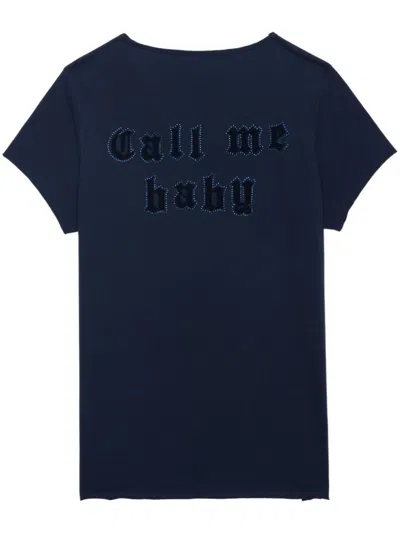Zadig & Voltaire Slogan-print T-shirt In Blue