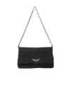 Zadig & Voltaire Snakeskin Leather Shoulder Bag In Black