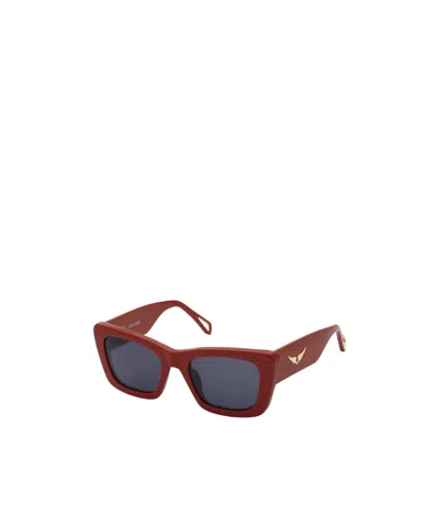 Zadig & Voltaire Square Frame Sunglasses In Red