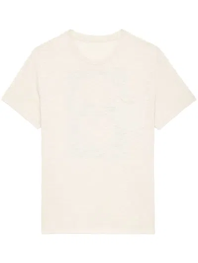 Zadig & Voltaire Stockholm Flamme Skull Block T-shirt In Neutrals