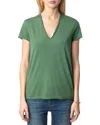 Zadig & Voltaire Story Cl Fishnet Fallen Angel Tee In Coriander