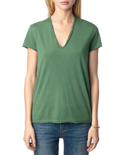 Zadig & Voltaire Story Cl Fishnet Fallen Angel Tee In Coriander