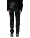 Zadig & Voltaire Straight Leg John Leather Pants In Noir