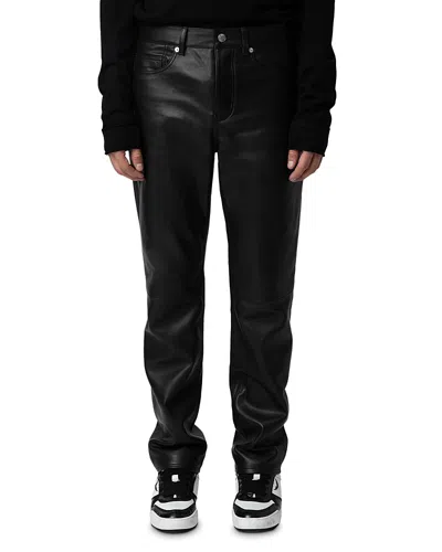 Zadig & Voltaire Straight Leg John Leather Pants In Noir