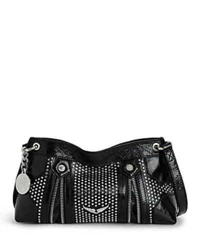 Zadig & Voltaire Sunny Mood Overstudded Patent Crossbody In Noir