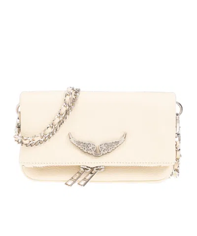 Zadig & Voltaire Swing Your Wings Rock Nano Leather Crossbody Bag In White