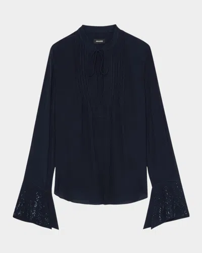 ZADIG & VOLTAIRE TAIKA EMBELLISHED CUFF BLOUSE