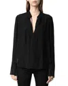 Zadig & Voltaire Womens Taika Open-collar Woven Blouse Black In Black