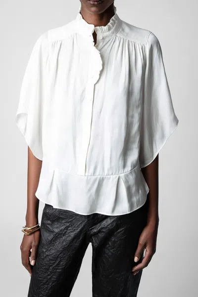 Zadig & Voltaire Taro Satin Blouse In Judo In White