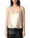 Zadig & Voltaire Womens Gold Tarys Iridescent Satin Top In Gold