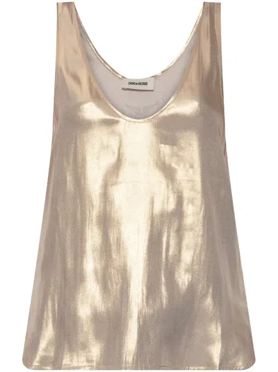 Zadig & Voltaire Womens Gold Tarys Iridescent Satin Top