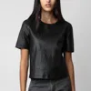 ZADIG & VOLTAIRE TAS LEATHER TOP IN BLACK