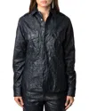 Zadig & Voltaire Taska Cuir Froisse Leather Shirt In Encre