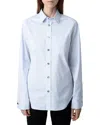 Zadig & Voltaire Taskiza Raye Studs Button-front Shirt In Light Blue
