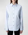 Zadig & Voltaire Taskiza Raye Studs Button-front Shirt In Light Blue