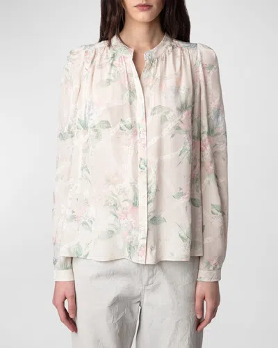 ZADIG & VOLTAIRE TCHIN FLORAL JAPANESE SATIN BLOUSE