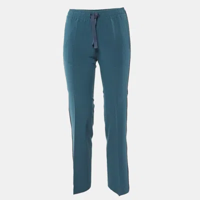 Pre-owned Zadig & Voltaire Teal Blue Crepe Lurex Trim Pomy Trousers S