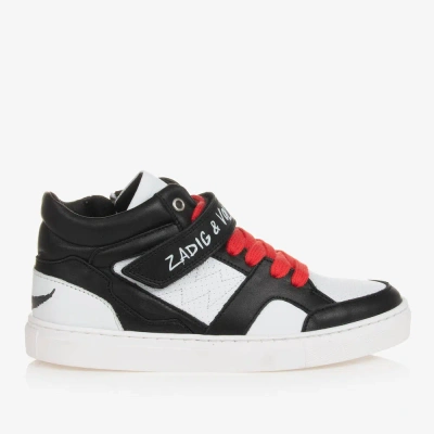 Zadig & Voltaire Teen Black & White Leather High-top Trainers