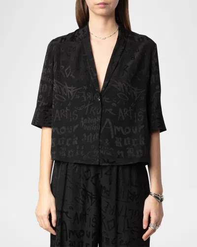 ZADIG & VOLTAIRE TELMOS MANIFESTO SILK BLOUSE