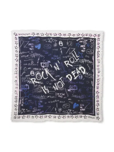 Zadig & Voltaire Kids' Text-print Scarf In Blue