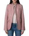Zadig & Voltaire Very Crinkled Leather Blazer In Primerose