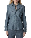 ZADIG & VOLTAIRE THELMA CUIR FROISSE LEATHER SHIRT