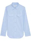 Zadig & Voltaire Womens Thelma Stripe-print Cotton Shirt Mist In Blue