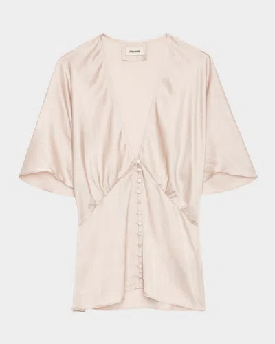 ZADIG & VOLTAIRE THODRI SATIN BUTTON-FRONT BLOUSE