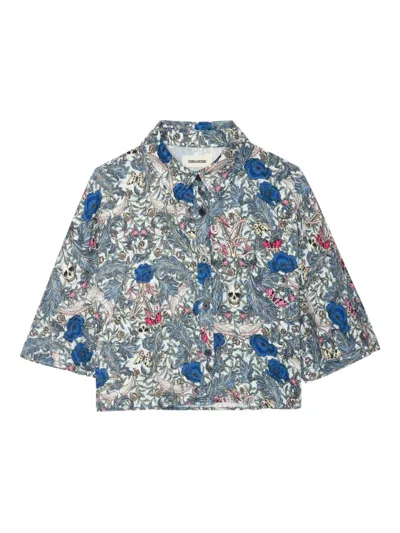 Zadig & Voltaire Kids' Tiago Floral-print Shirt In Neutrals