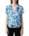 Zadig & Voltaire Tiffiny Crepe Blouse In Garden Flowers In Ecru