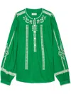 Zadig & Voltaire Womens Tigy Floral-embroidered Cotton Blouse Gazon In Grün