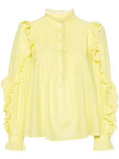 Zadig & Voltaire Timmy Tomboy Ruffle-detail Blouse In Yellow