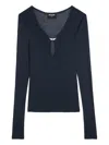 Zadig & Voltaire Womens Encre Tina Wing-embellished Long-sleeve Woven Top