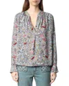 Zadig & Voltaire Tink Floral-print Blouse In Mist