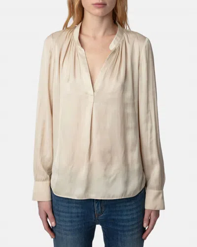 Zadig & Voltaire Tink Satin Blouse In Scout In Beige