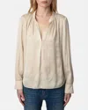 ZADIG & VOLTAIRE TINK SATIN BLOUSE IN SCOUT