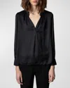 Zadig & Voltaire Satin-finish V-neck Blouse In Noir
