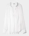 Zadig & Voltaire Tink V-neck Satin Long-sleeve Blouse In White