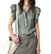 Zadig & Voltaire Tiza Ruffle Satin Button-up Blouse In Multi
