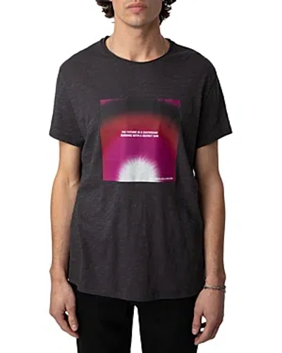 Zadig & Voltaire Toby Flamme Photoprint Tee In Anthracite