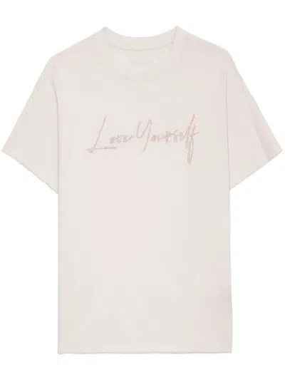 Zadig & Voltaire Tommer Co Love Yourself Sweater In Sweet