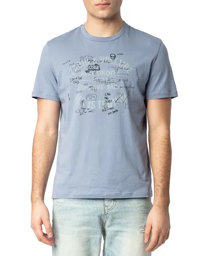 Zadig & Voltaire Tommy Graffiti Logo Graphic Tee In Stormy