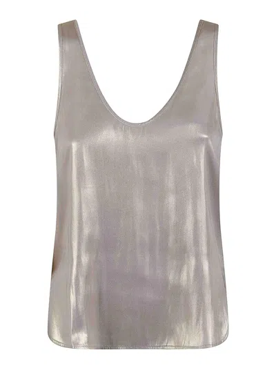Zadig & Voltaire Satin-finish Sleeveless Top With Deep V-neckline In Gray