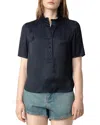 Zadig & Voltaire Topher Satin Top In Encre