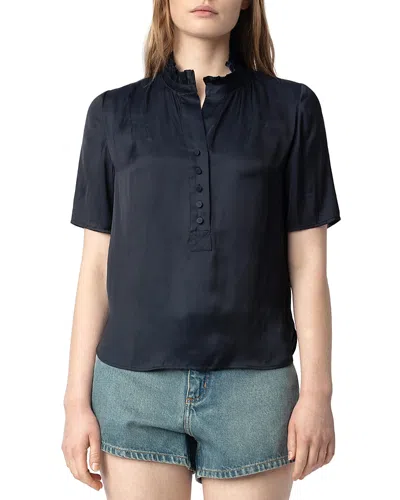 Zadig & Voltaire Topher Satin Top In Encre