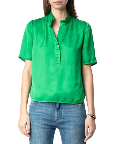 Zadig & Voltaire Topher Satin Top In Gazon
