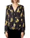 Zadig & Voltaire Turin Crepe Yoko Strass Noir Button Up Shirt In Noir