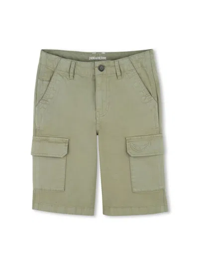 Zadig & Voltaire Kids' Twill Cargo Shorts In 绿色