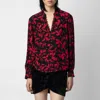 Zadig & Voltaire Twina Leaf-print Long-sleeve Shirt In Red